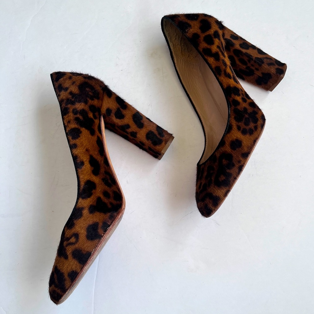 J. Crew Leopard Pony Hair Block Heel Women’s Shoes Pumps Size 7